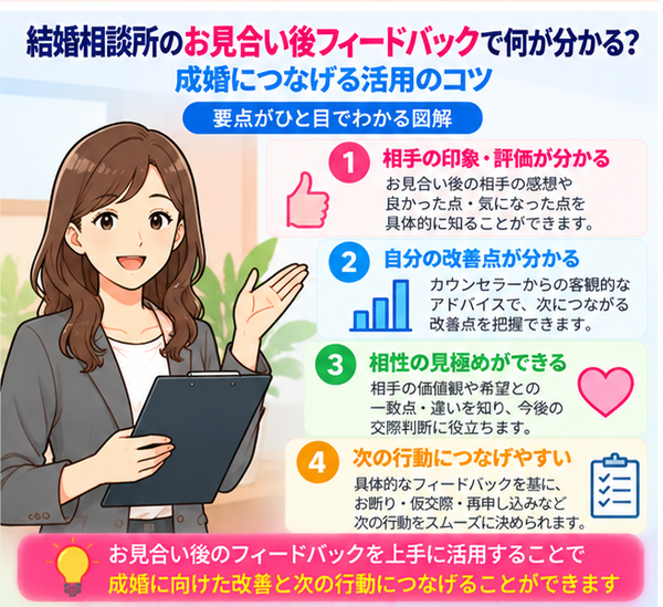 結婚相談所のお見合い後フィードバックで何が分かる?成婚につなげる活用のコツ