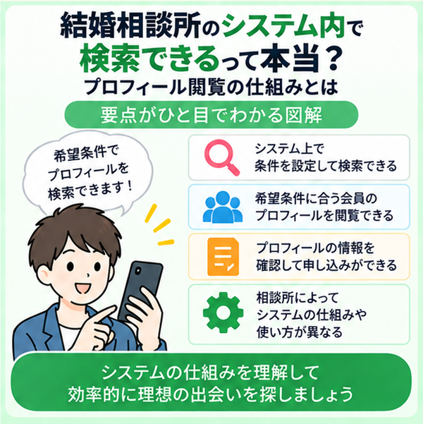 結婚相談所のシステム内で検索できるって本当?プロフィール閲覧の仕組みとは