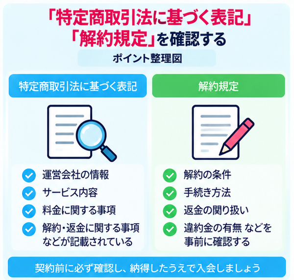 「特定商取引法に基づく表記」「解約規定」を確認する