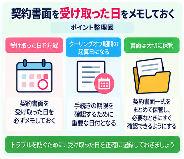 契約書面を受け取った日をメモしておく