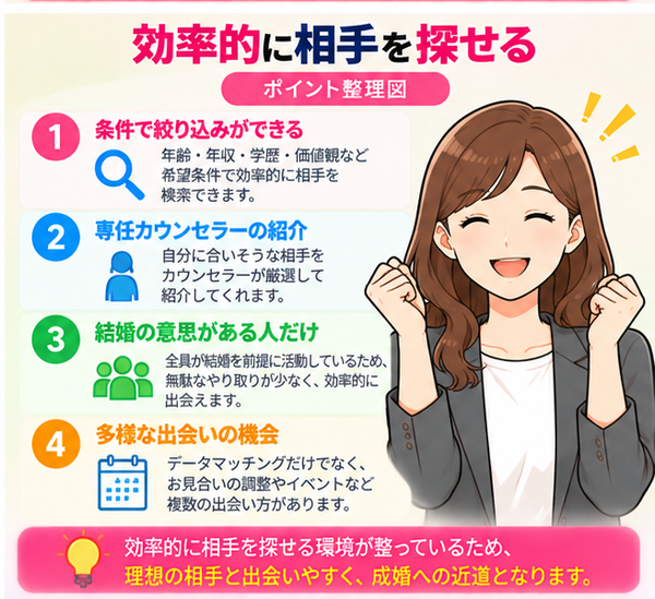 効率的に相手を探せる