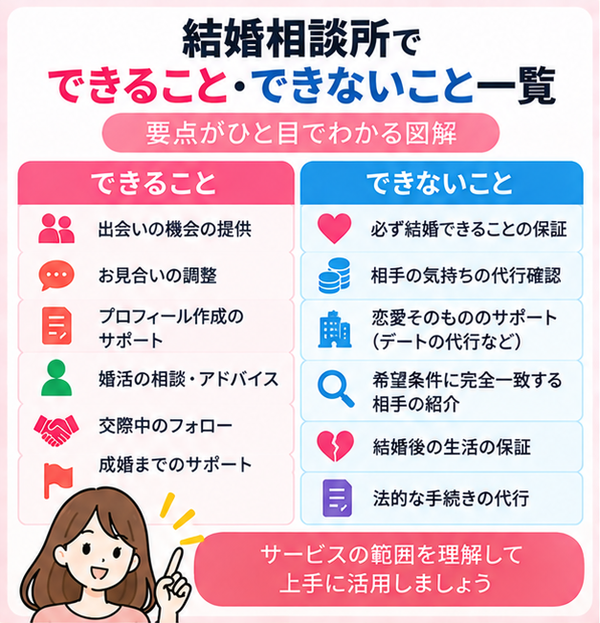 結婚相談所でできること・できないこと一覧