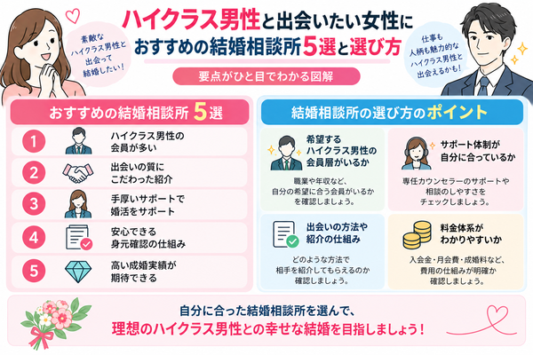 ハイクラス男性と出会いたい女性におすすめの結婚相談所5選と選び方