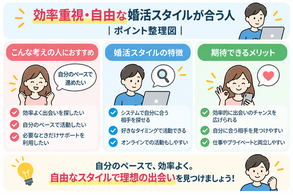 効率重視・自由な婚活スタイルが合う人