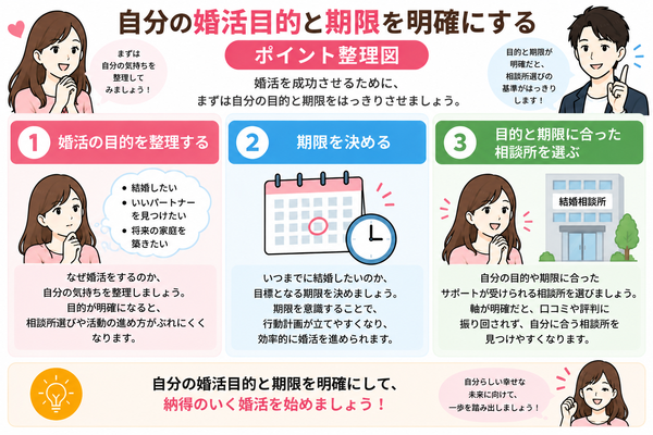 自分の婚活目的と期限を明確にする