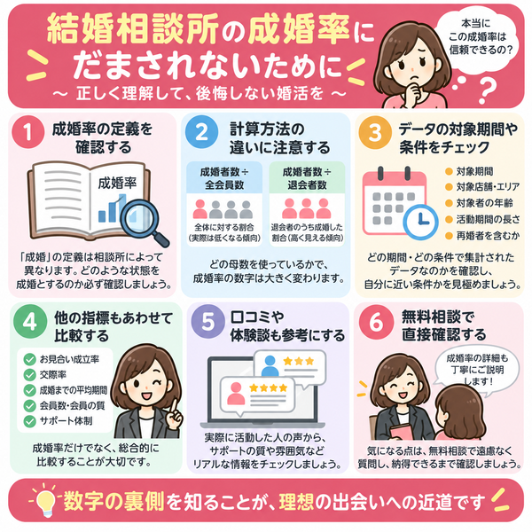 結婚相談所の成婚率にだまされないために|要点がひと目でわかる図解
