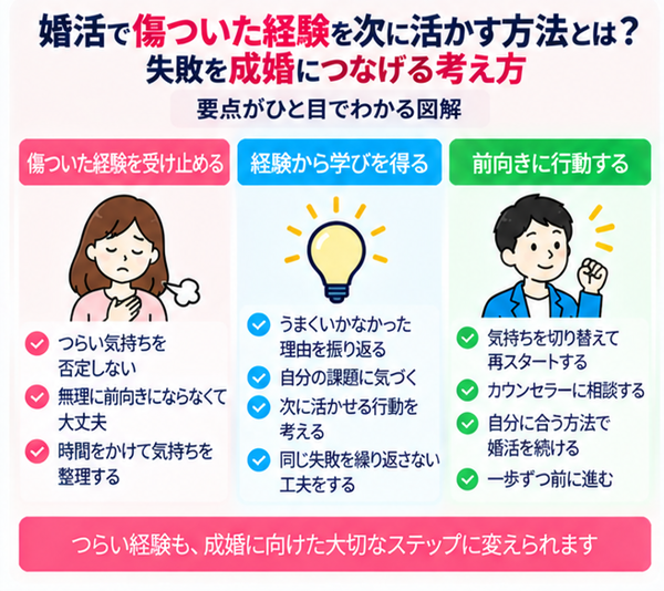 婚活で傷ついた経験を次に活かす方法とは？失敗を成婚につなげる考え方