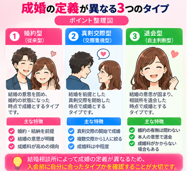 成婚の定義が異なる3つのタイプ