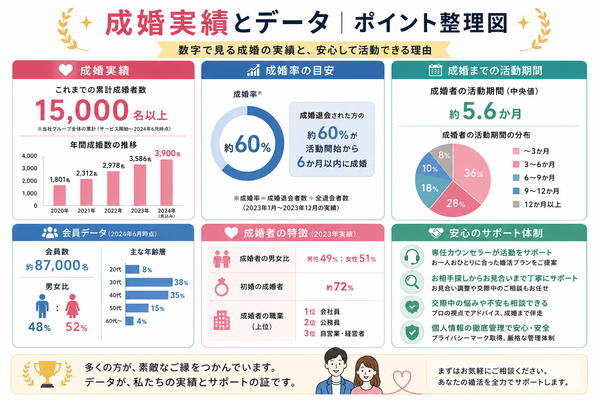 結婚相談所で恋愛感情が湧かない…どうすればいい？ドキドキより安心を重視する婚活の考え方について、3回以上会ってから判断するのポイントを整理した図解