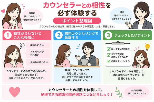 カウンセラーとの相性を必ず体験する