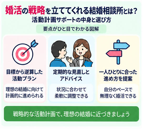 婚活の戦略を立ててくれる結婚相談所とは？活動計画サポートの中身と選び方